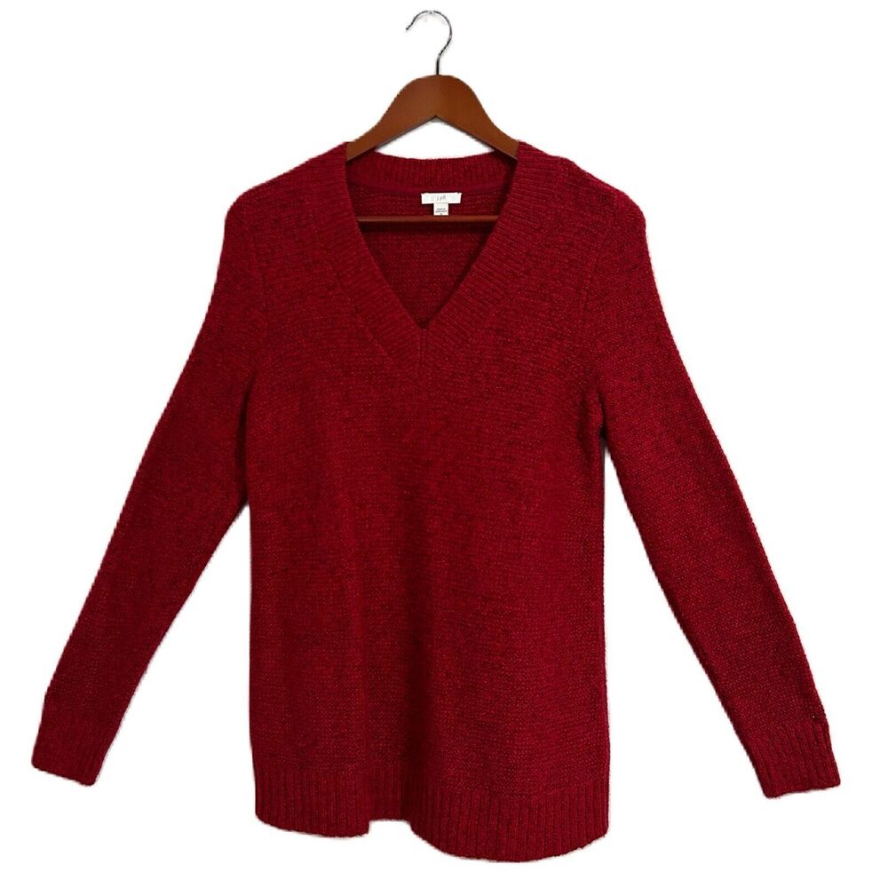 J. Jill Sweater Women XS Red Pullover Cable Alpaca Cotton Blend Comfy Cozy Polar